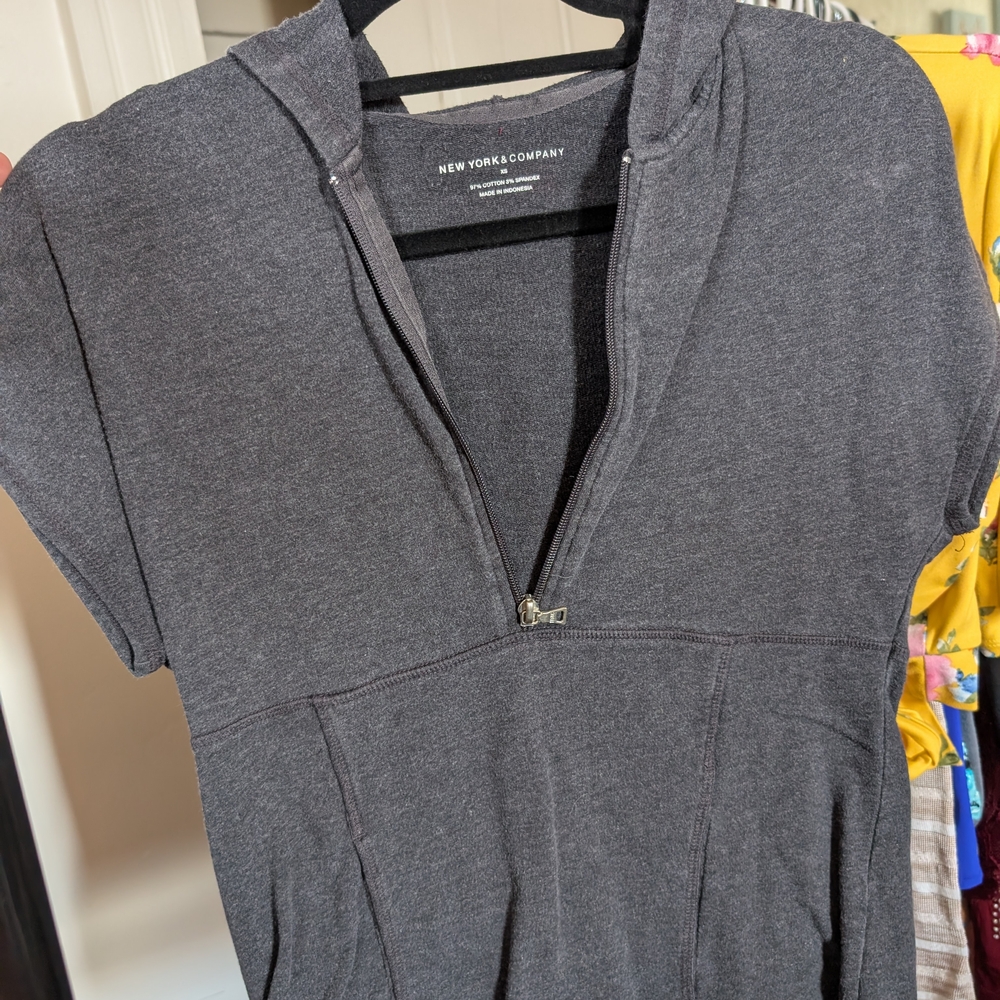Gray Zip-Up Hoodie Dress